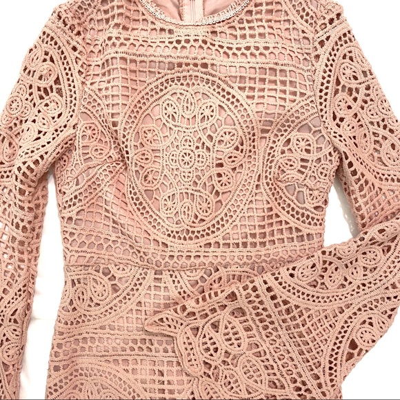 Haute Rogue Emma Pink Lace Bodycon Mini Dress XS - Picture 8 of 10
